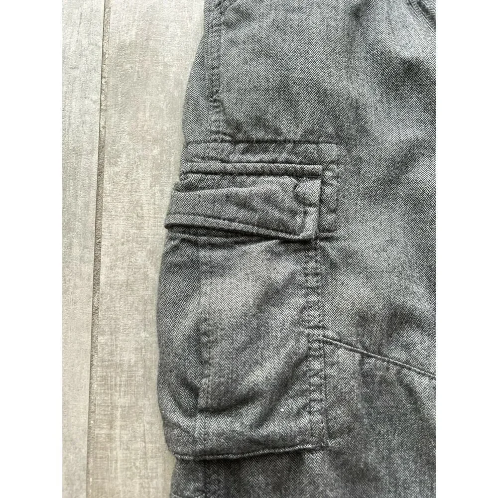 GAP Kids Gray Herringbone Drawstring Cargo Joggers Elastic Jersey Pants Casual M